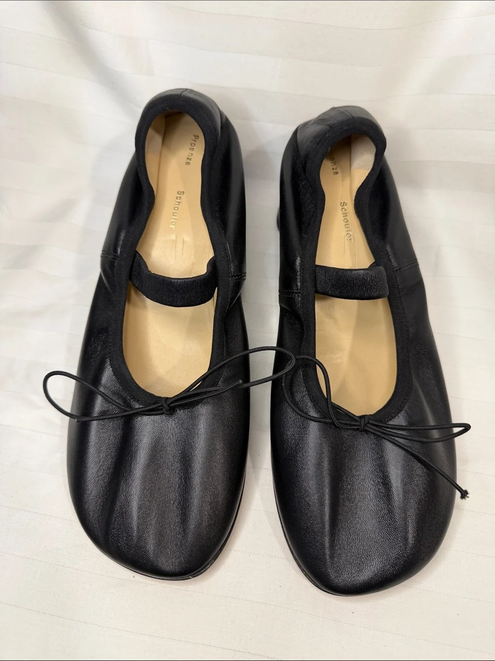 Proenza Schouler Black Leather Ballet Pumps Block Heel Size 41